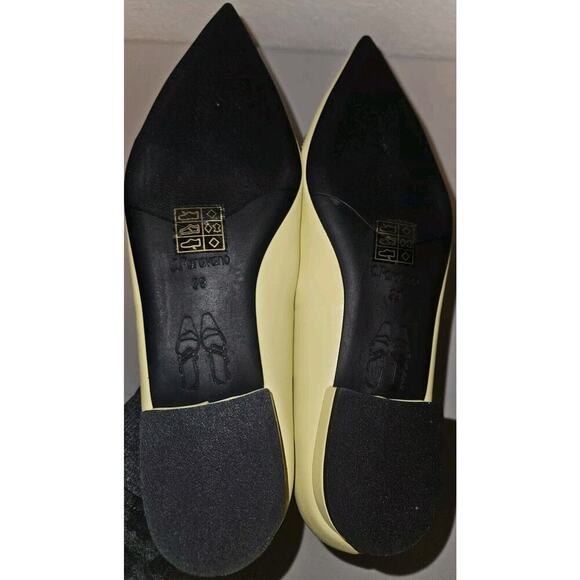 New! C.Paravano Leather Pointed Toe Flats Crystal Buckle Yellow US 8.5 $118 - Picture 11 of 14